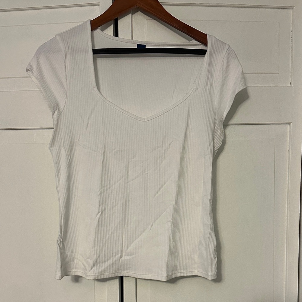 Old Navy White Short Sleeve Babydoll Top